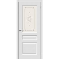 Межкомнатная дверь BRAVO (Браво) Скинни-15 ДО П-23 Белый со стеклом художественным