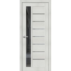 Дверь экошпон BRAVO (Браво) Браво-27 ДО Bianco Veralinga со стеклом Mirox Grey