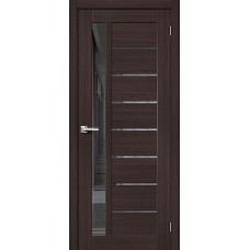 Дверь экошпон BRAVO (Браво) Браво-27 ДО Wenge Melinga со стеклом Mirox Grey