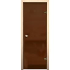 Дверь стеклянная BRAVO (Браво) Кноб Е Бронза Сатинато в комплекте с коробкой, деревянной ручкой, петлями
