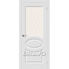 Межкомнатная дверь BRAVO (Браво) Скинни-21 ДО П-23 Белый со стеклом художественным