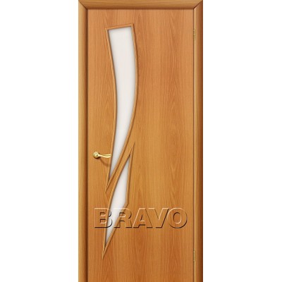 Дверь ламинированная BRAVO 8C ДО Л-12 Миланский орех со стеклом Сатинато