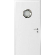 Влагостойкая дверь пластиковая Капель (Kapelli Classic ПВХ) белый с иллюминатором