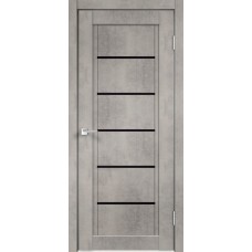 Дверь экошпон Velldoris Next 1 Муар светло-серый со стеклом Lacobel черным