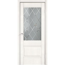 Дверь экошпон Velldoris Alto 2V Белый эмалит со стеклом Ромб светлый