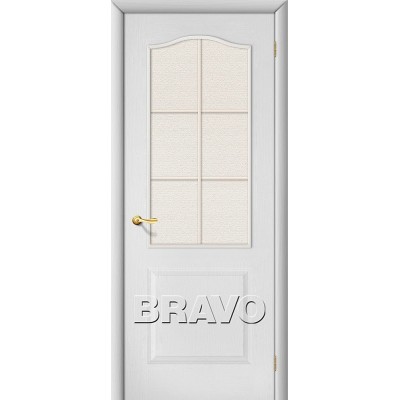 Дверь ламинированная BRAVO Палитра ДО Л-23 Белый со стеклом Хрусталик