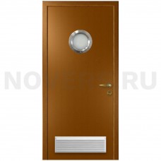 Дверь пластиковая Капель (Kapelli Classic) дуб золотой с иллюминатором и вентиляционной решеткой