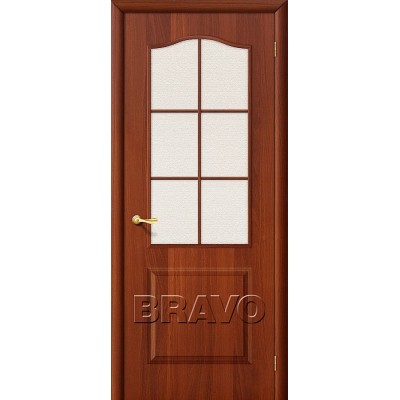 Дверь ламинированная BRAVO Палитра ДО Л-11 Итальянский орех со стеклом Хрусталик