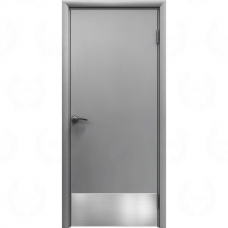 Влагостойкая дверь ПВХ Etadoor ДГ Серый RAL 7001 с отбойной пластиной