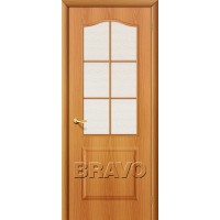Межкомнатная дверь ламинированная BRAVO (Браво) Палитра ДО Л-12 Миланский орех со стеклом Хрусталик