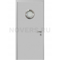 Дверь пластиковая Капель (Kapelli Classic) светло серый RAL 7035 с иллюминатором