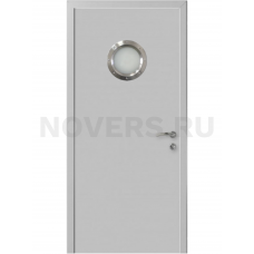 Дверь пластиковая Капель (Kapelli Classic) светло серый RAL 7035 с иллюминатором