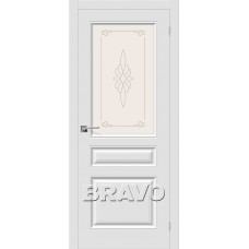 Межкомнатная дверь BRAVO (Браво) Скинни-15 ДО П-23 Белый со стеклом художественным